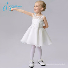 Lace Organza Bow Knee Length Little Girl Wedding Dresses